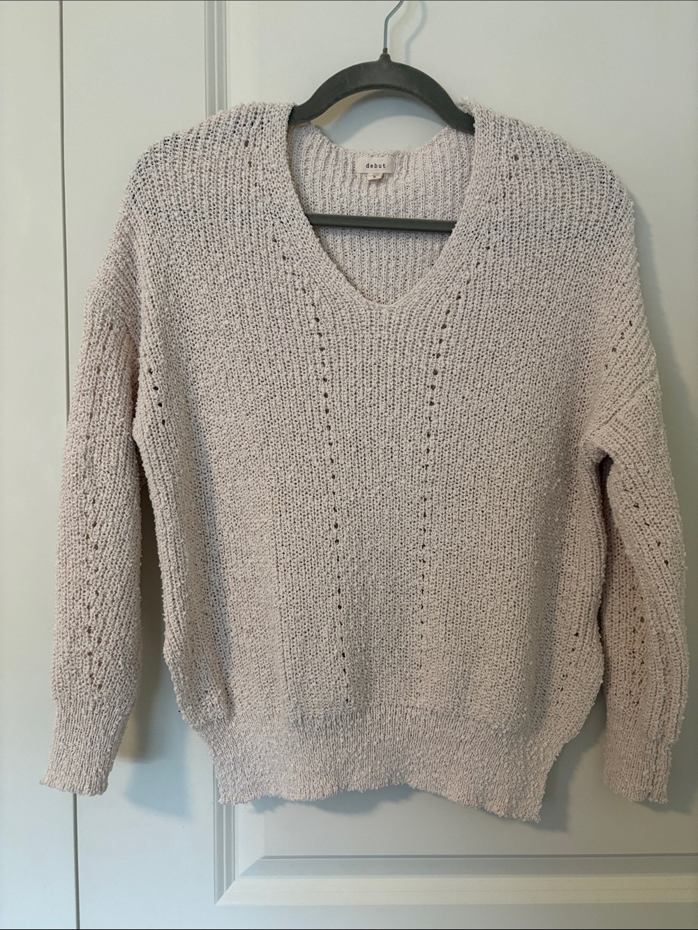 debut V-Neck Textured Knit Sweater
